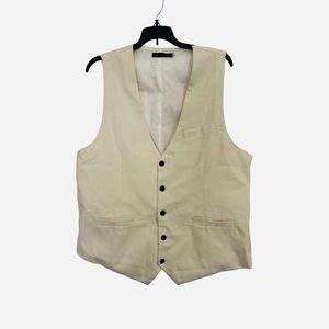 Men’s Cream Linen Vest Size Medium